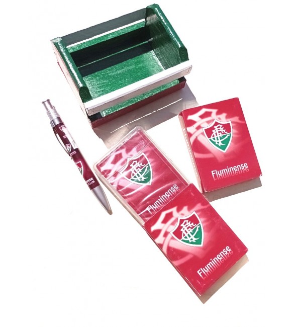 Kit Torcedor do Fluminense 01 caixa MDF + 02 Baralhos + 01 caneta